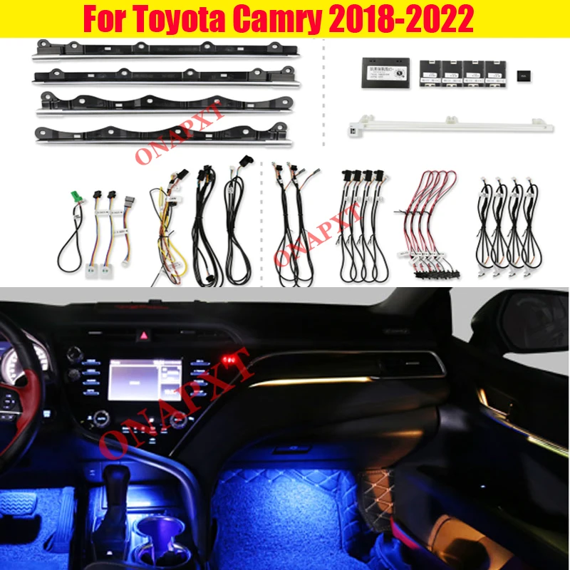 

Ambient Light Set Decorative 64-Color illuminated Atmosphere Lamp LED Strip For Toyota Camry 2018-2022 Button And App Control