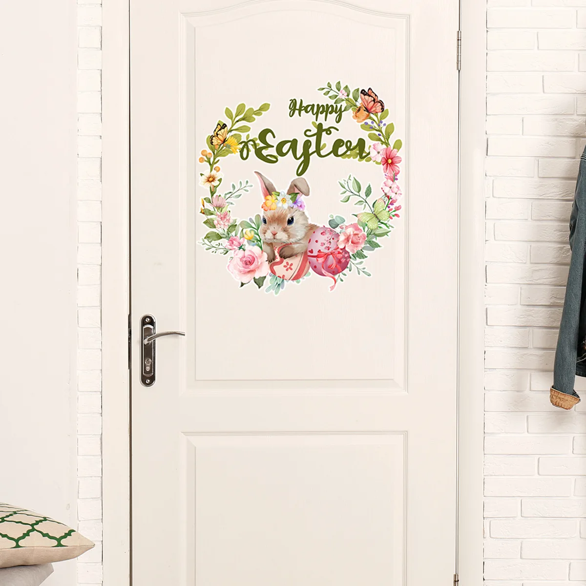 Rabbit Color Egg Wreath Butterfly Wall Stickers Vinyl Decoration Nursery Art Decals for Kids Room Home Decor Home Decoration