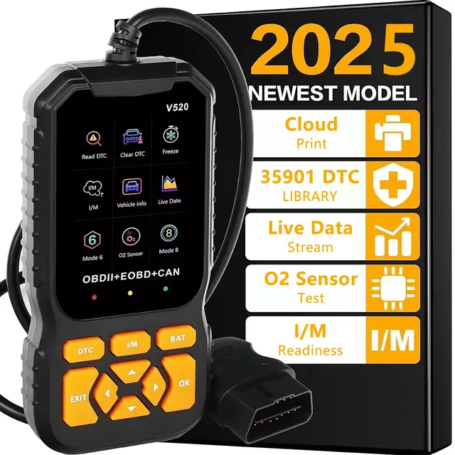 Multilingual automotive OBD2 scanner code reader, professional V520 diagnostic tool, real-time data OBD2 fault detector