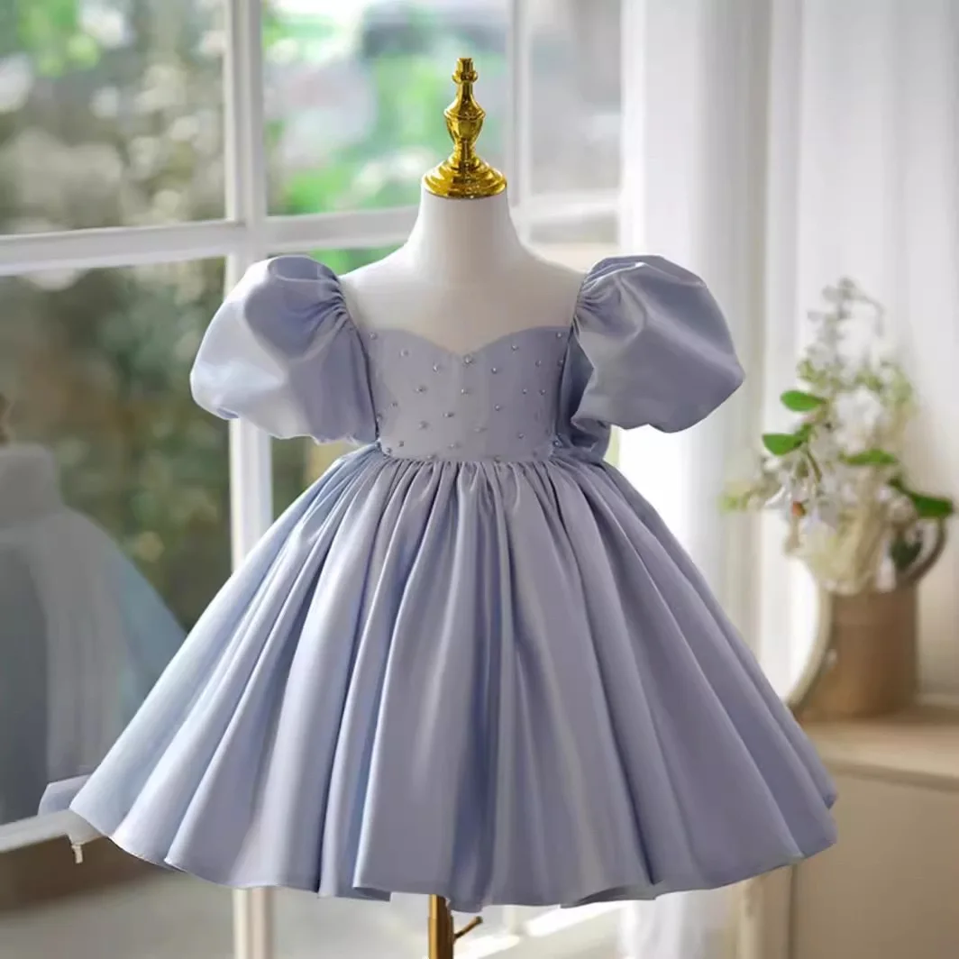 

Toddler Infant Bow Baby Girls Dresses Beads Baptism Gown Tulle 1st Birthday Party Princess Dress Wedding Baby Baptism Vestido