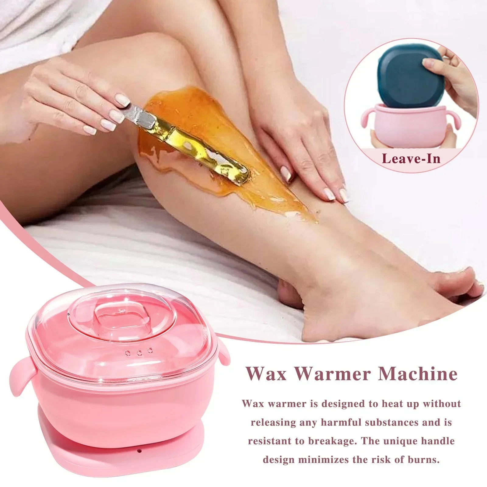 Foldable Depilator Wax Heater Silicone Wax Pot Heating Melting Bean Non-Stick Pan Easy to Clean Beauty Care