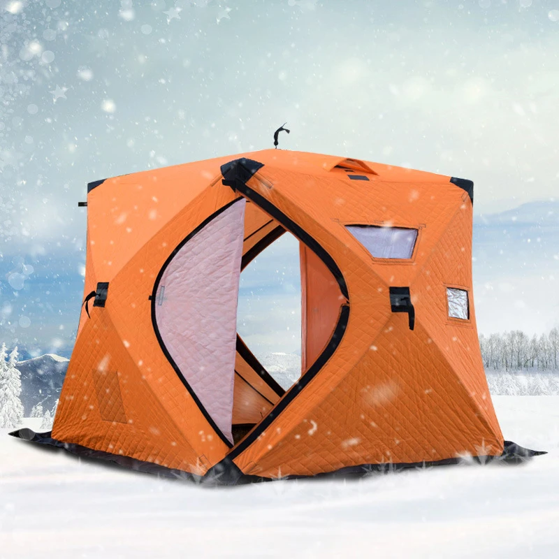 2-3 Person Automatic Ice Fishing Tent Cotton Thickened Winter Tents Outdoor  Camping Warm Snow-proof Cold Protection Tent