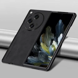 Sleek PU Leather Matte Hard Case - Premium Back Cover for OPPO Find N3 (Black)