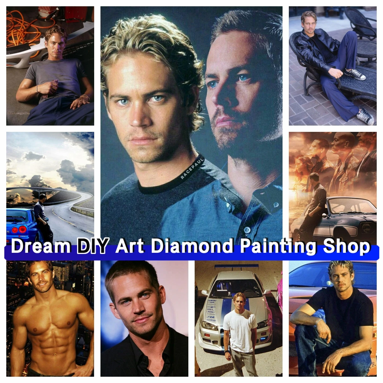 

Paul Walker DIY Diamond Painting Art Embroidery Fast Furious Film Cross Stitch Mosaic Handicraft Crystal Craft Home Decor Gift