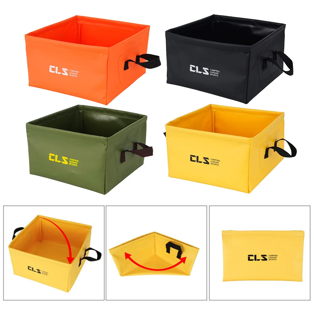 Camping Water Bucket Collapsible Bucket Camping Fishing Heavy Duty 500D PVC Lightweight Portable Tear-Resistant