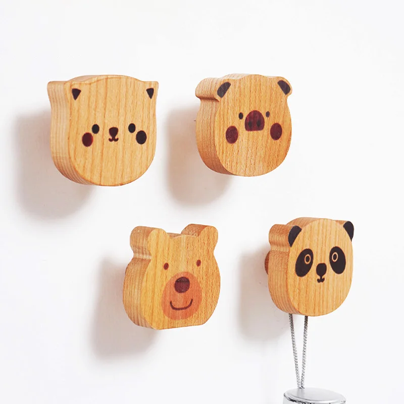 

Hot Sales 1 Pcs Wooden Hook Cute Animal Room Decoration Animal Hook Wall Keychain Clothes Hook Hat Hook Home Decoration