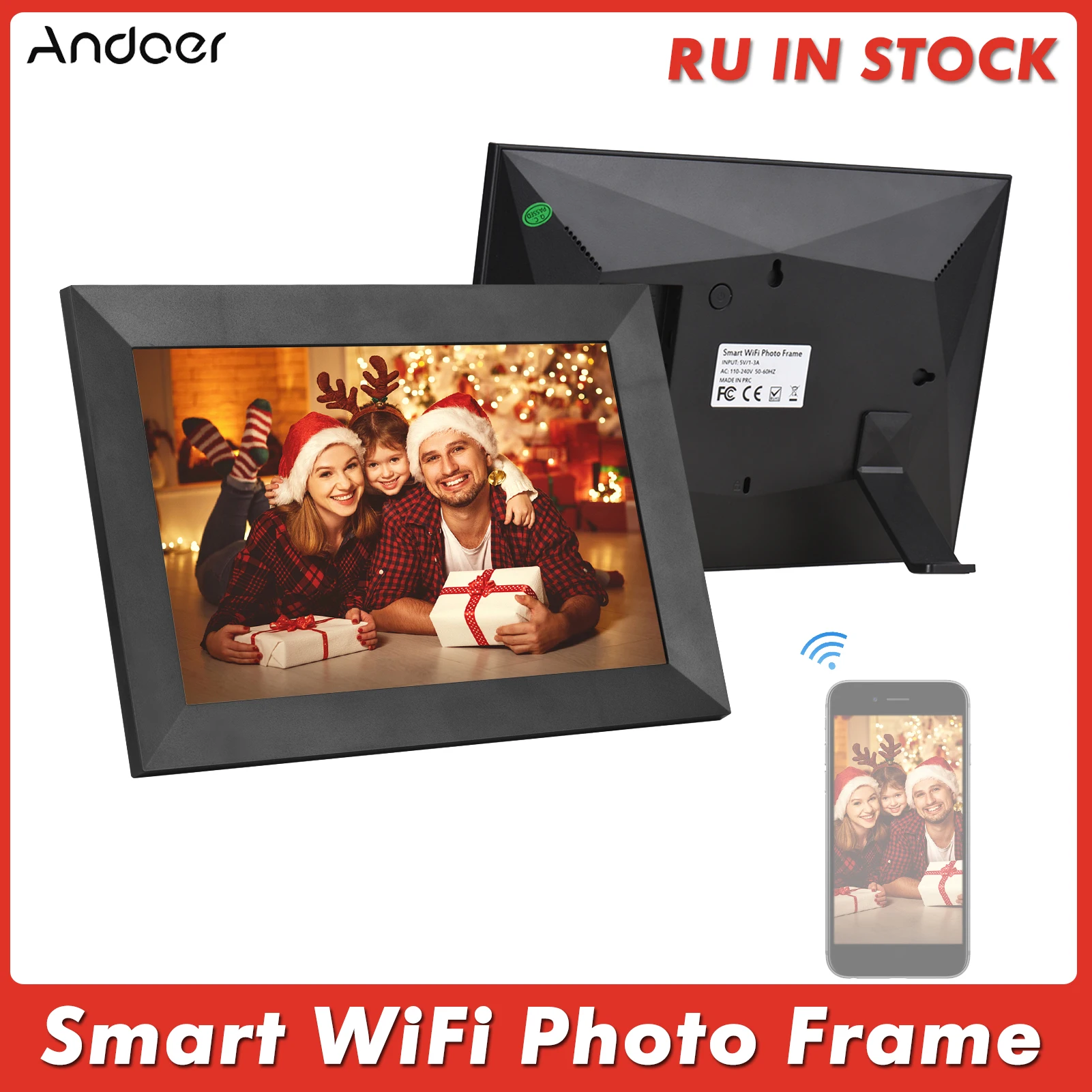 Andoer 스마트 와이파이 디지털 액자 사진 앨범, 8 10.1, 1280*800 IPS 터치 스크린, 16GB 스토리지 선물, 앱 컨트롤