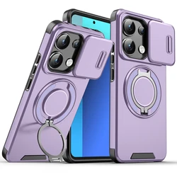 Luxury Armor Phone Case with Magnetic Bracket Holder and Shockproof Design for OPPO Reno 14 PRO 5G (Purple)