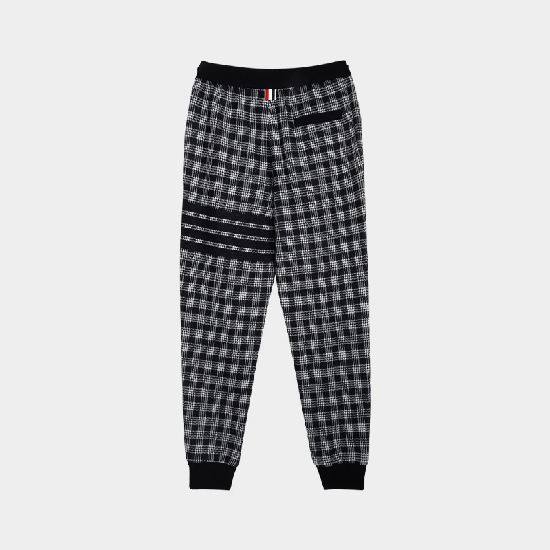 

TB THOM Sweatpants Men Joggers High Waist 4-Bar Striped Lattice Pattern Trousers Korean Fashion New Casual Stretch Pants