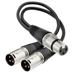 XLR Audio Signal Splitter Cable - Female to Dual Male Y Adapter (30cm/1FT) (Silver FMM)