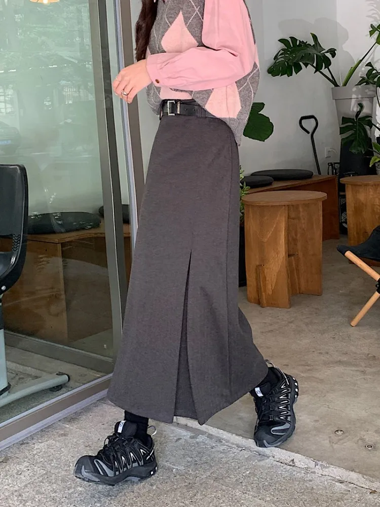 Maxi Skirts Grey Pencil Wrap Skirt Long Pencil Winter Skirts Wool Pencil  Skirts Women Wool Skirt S