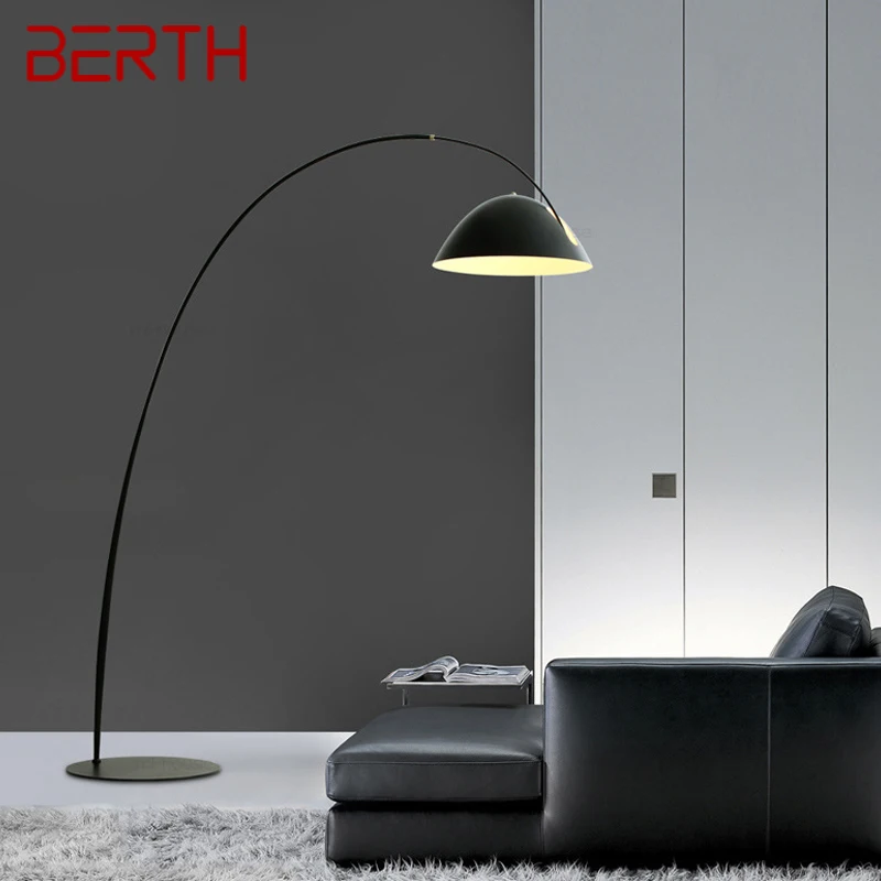 

BERTH Nordic Black Fishing Floor Lamp Modern Family Living Room Beside The Sofa Creative LED Decorative Standing Light