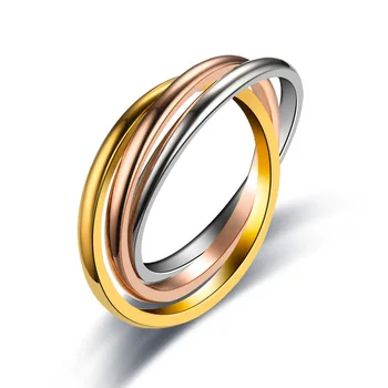 UAGE Classic 3 Rounds Ring Sets Women Stainless Steel Wedding Engagement Female Finger Jewelry 1
