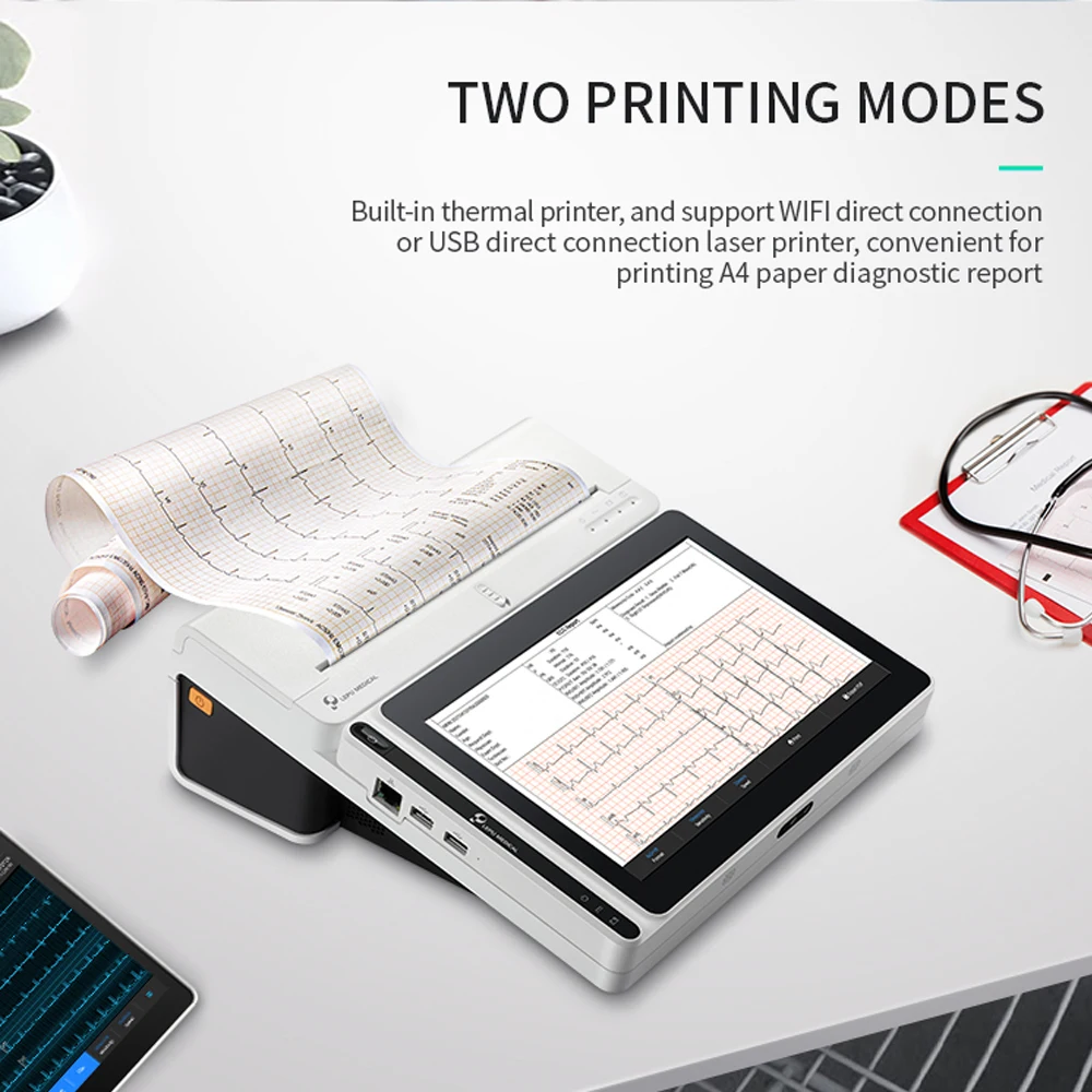 Lepu 18 Leads Smart Portable ECG Monitor with Printer AI Analysis Diagnosis Tablet Touch Screen for Families Clinics