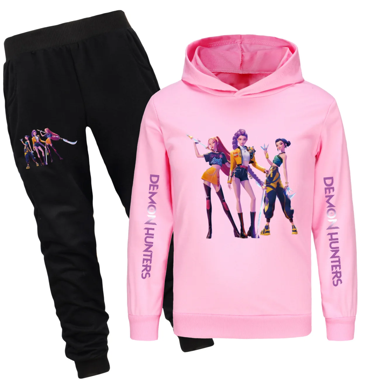 Conjunto De Sudadera Y Pantalón Vintage Para Niña - Estilo K-Pop, Tejido De Algodón Y Poliéster, Ideal Para Deporte Y Diario