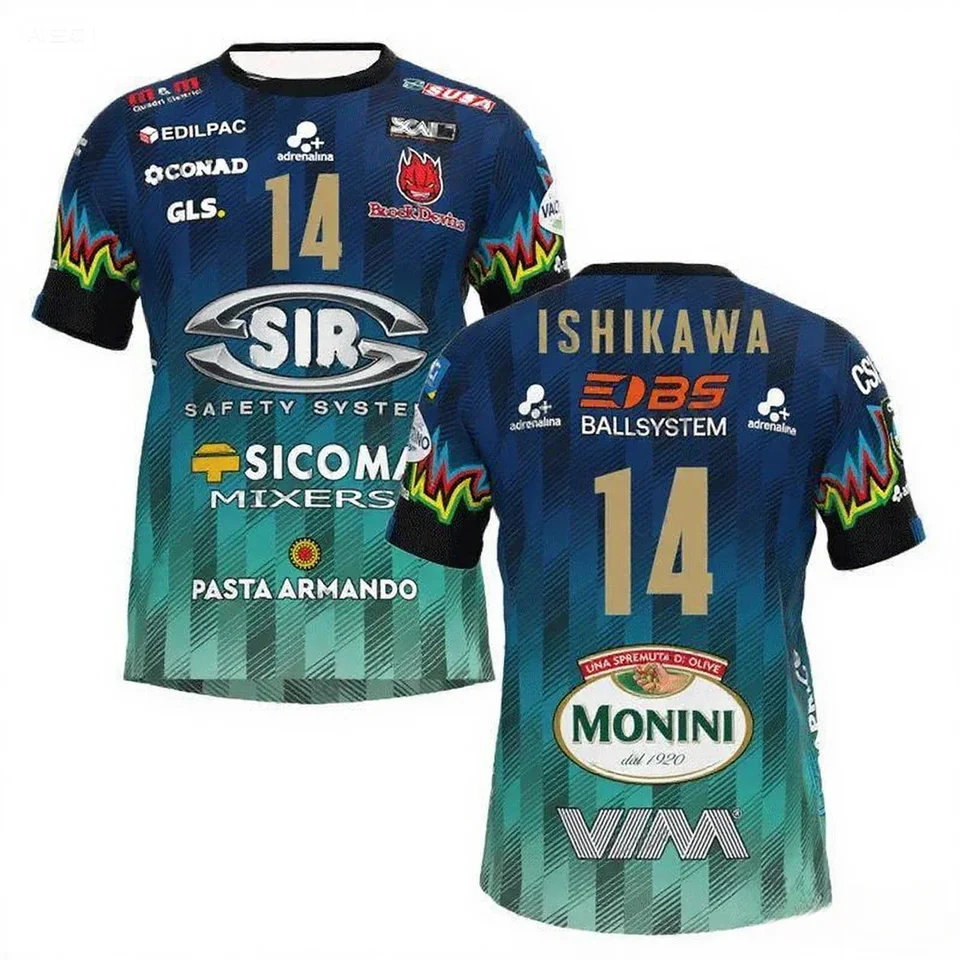 2025Men Women No. 14 Volleyball Jersey Sir Safety Perugia Tshirt