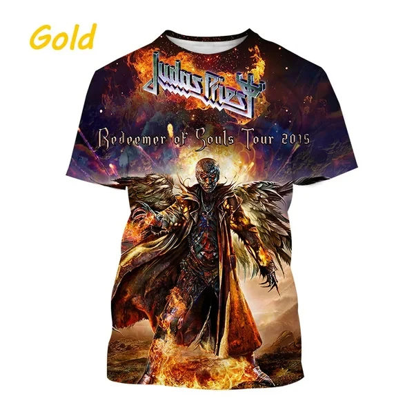 Men Short Sleeve Vintage T-shirt Metal Judas Priest Band 3D Print