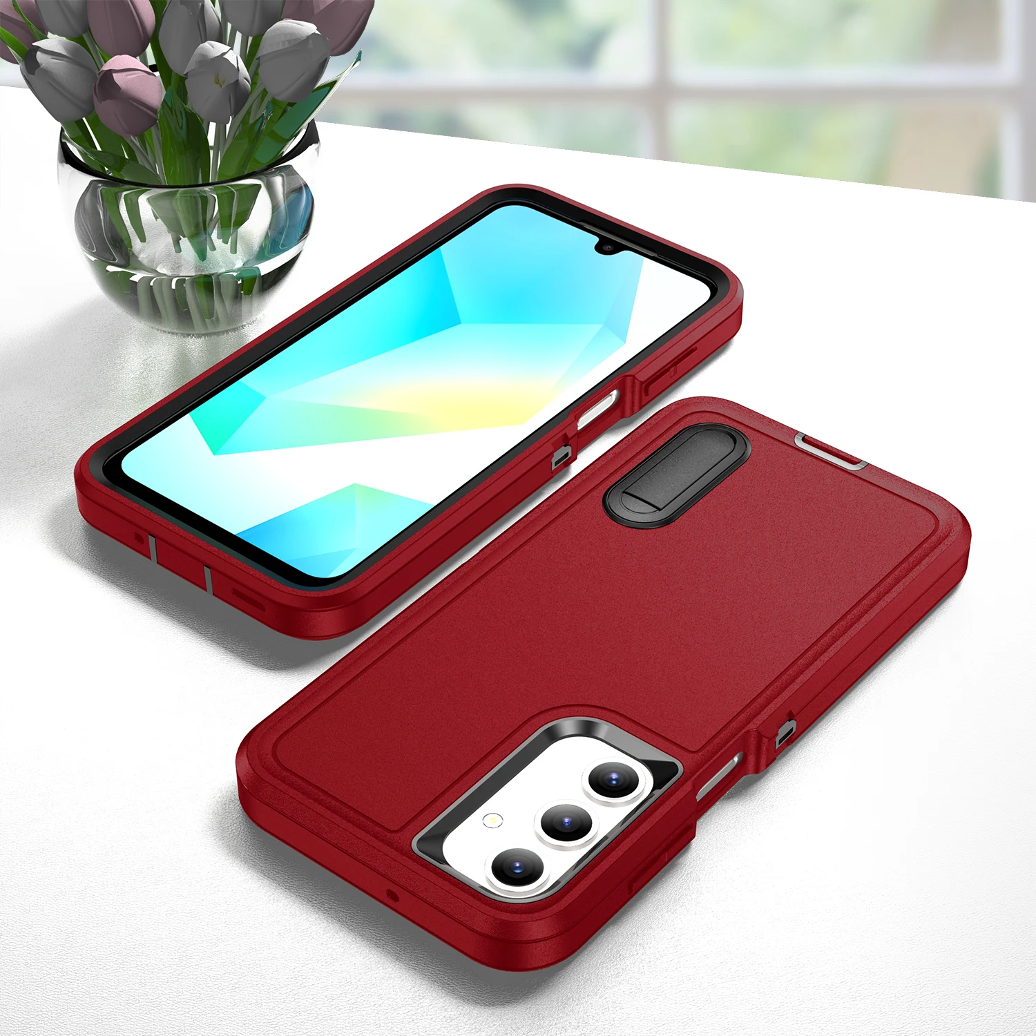 Rugged Military Hard Case with Kickstand - Premium Protection Back Cover