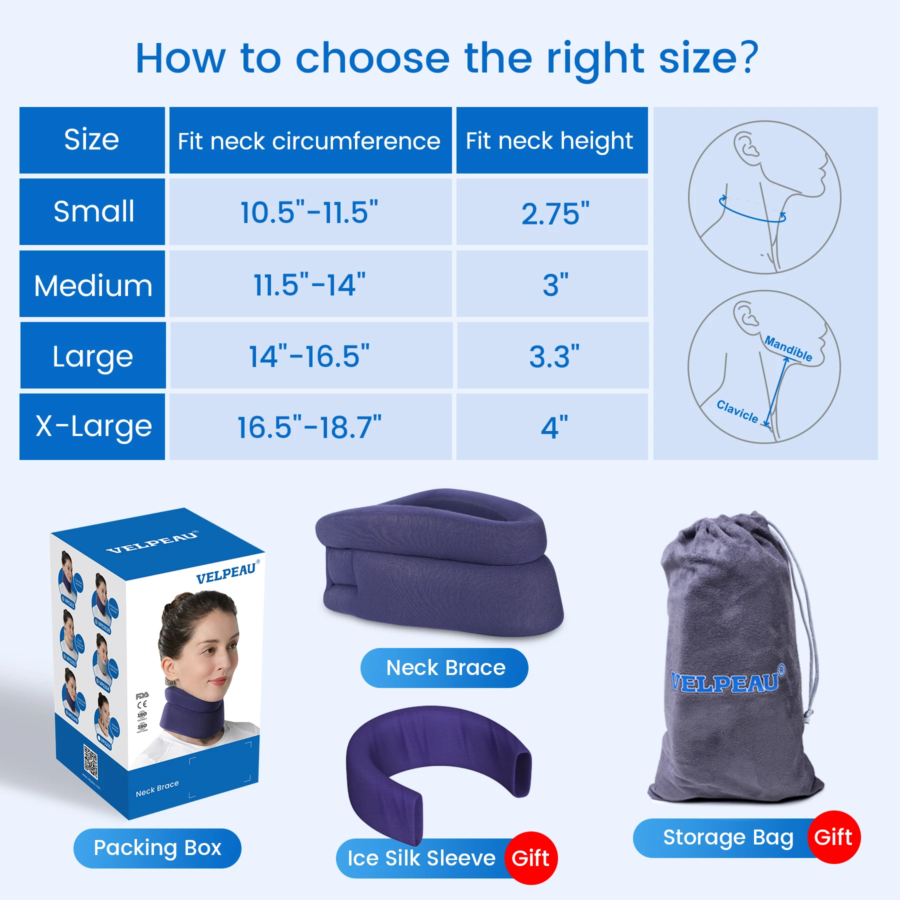 Neck Brace Support Foam For Neck Pain Spine Pressure Adjustable Cervical Collar For Snoozing Sleep Apnea
