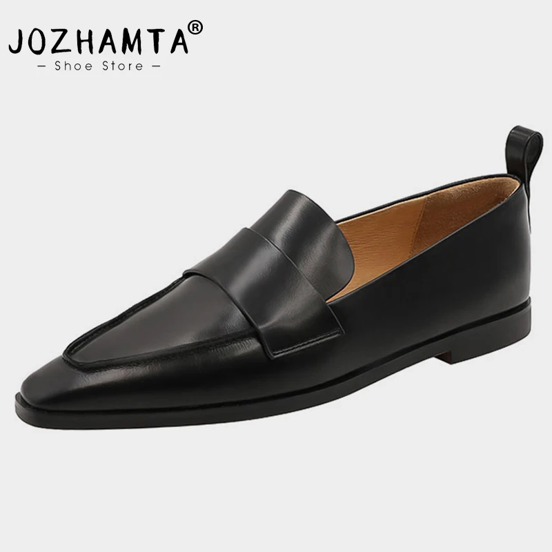 

JOZHAMTA Size 33-40 Real Leather Flats Shoes For Women Casual Loafers 2023 New Spring Sexy Solid Office Lady Daily Footwear