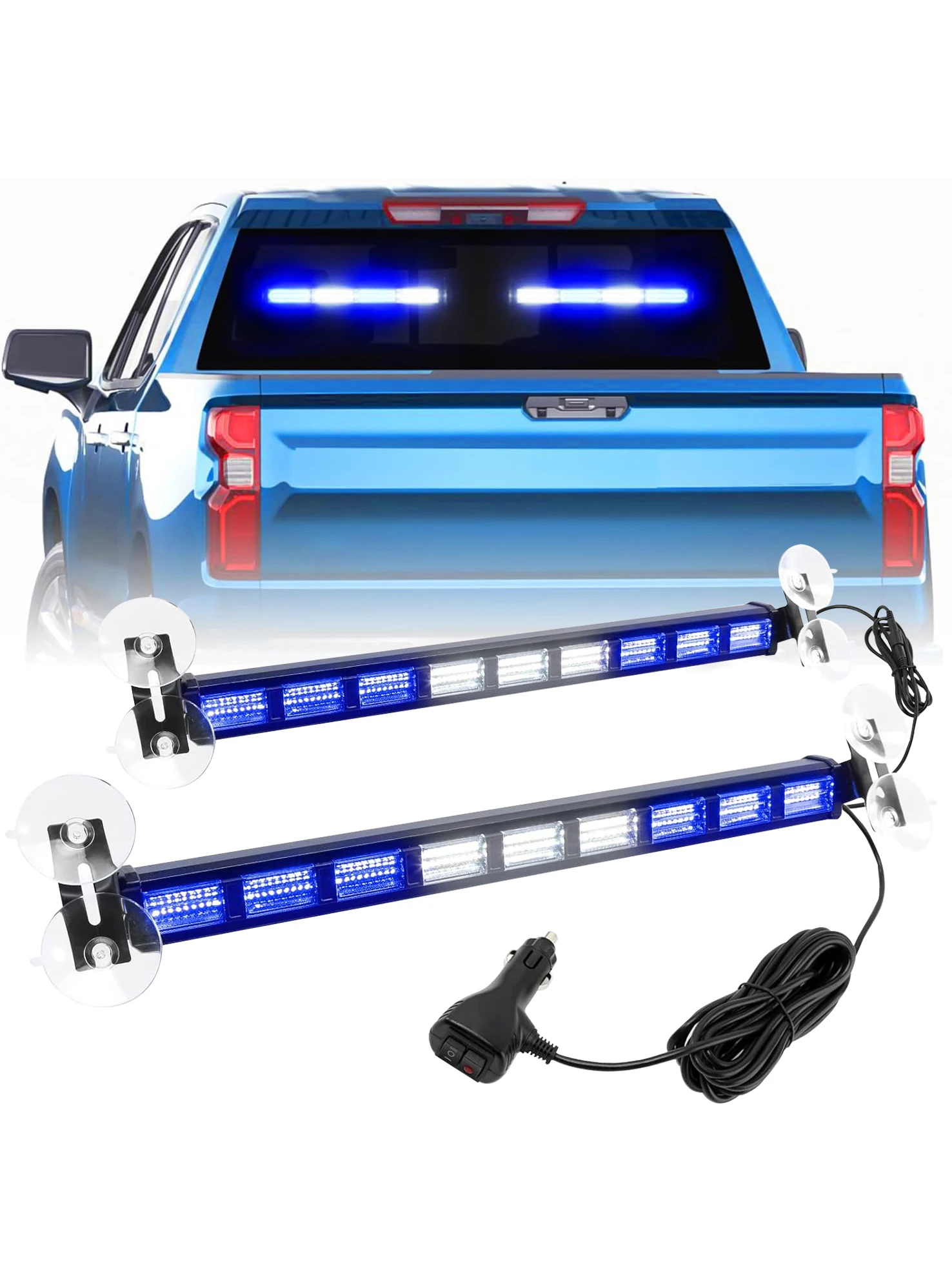 2in1 Car Emergency Light Bar Windshield LED Car Strobe Light 12-24V Police Lights Flashlight Amber White Warning Light