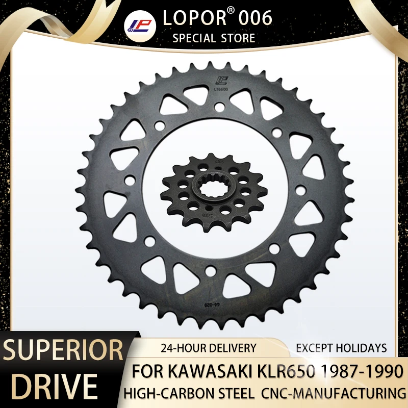 

LOPOR 520 CNC 15T 43T Front Rear Motorcycle Sprocket for Kawasak KLR650 KL650 KLR KL A1-A3 B1 Tengai 1987-1990