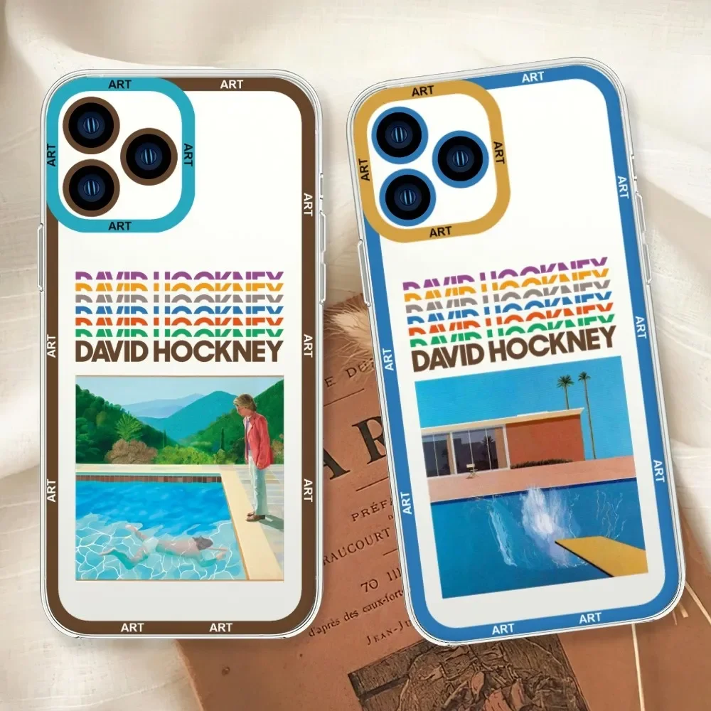 Umění david hockney telefon pouzdro pro iPhone 11 12 13 14 mini pro maxi průhledná lastura