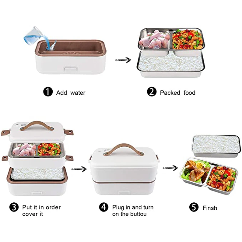 Double-layer Lunch Box Food Container Portable Electric Heating Insulation Dinnerware Food Storage Container Bento Lunch Box_voghion.com
