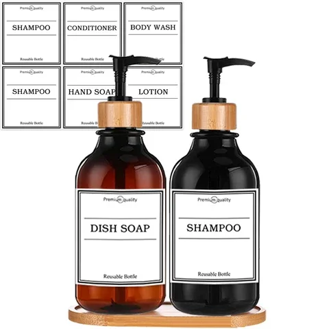 

Soap Dispenser Sticker Bathroom Shampoo Conditioner Waterproof Labels Kitchen Dish Soap Labels Universal Bottle Label Set