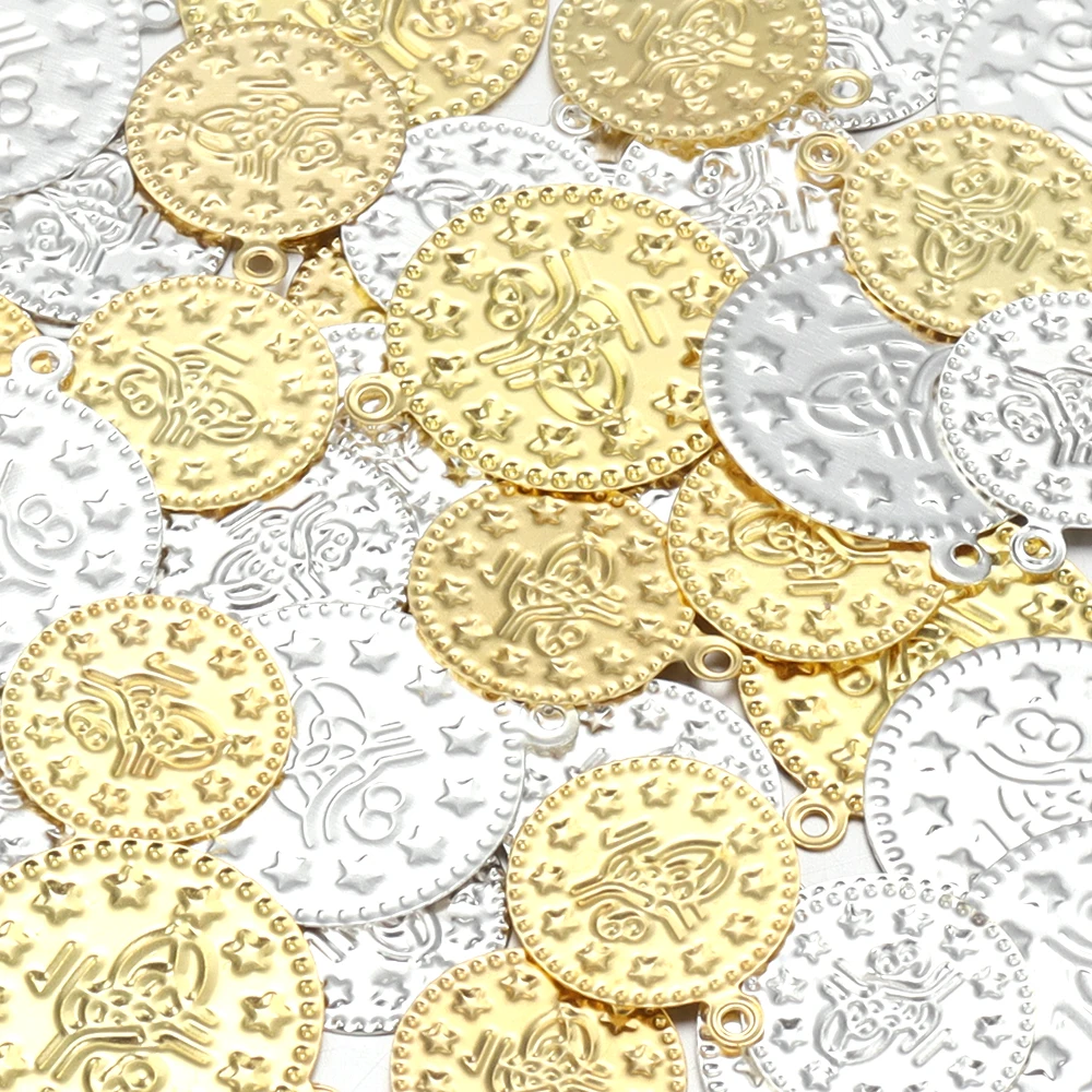 50/100pcs 15/20mm Turkey Vintage Iron Sheet Pendant Round Pendant For Jewelry Making DIY Charms Necklace Earrings Accessories 5
