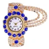 YIKAZE Luxury Women's Watches Gold Bangle Quartz Watch Hollow out Diamond Alloy Strap Ladies Bracelet Dress Wristwatch Clock 1