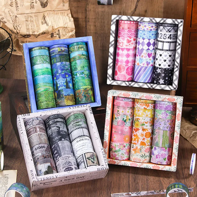 18 Rolls Van Gogh Washi Tapes Journaling Supplies Washi Tape Retro Diary Cinta Adhesiva Decorativa Scrapbooking Washitape 2