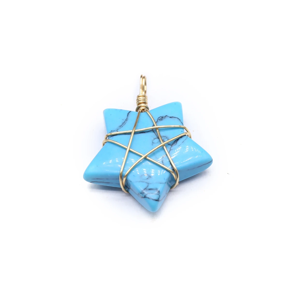 7PCS Random Natural Stone Turquoise Epidote Pentagram Shape Pendant Jewelry Making DIY Necklace Earrings Accessories Gift