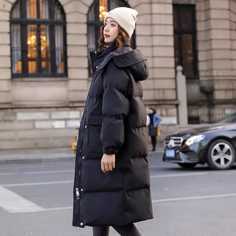 2024 new women down cotton coat winter jacket female mid length version parkas loose thick outwear versatile hooded overcoat 2024 New Women Down Cotton Coat Winter Jacket Female Mid Length Version Parkas Loose Thick Outwear Hooded Versatile Overcoat