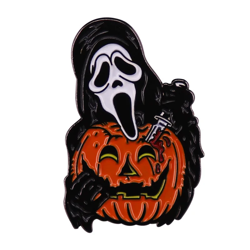 Pumpkin Enamel Pin Horror Movie Brooch Halloween Art Metal Badge Backpack decorations  Jewelry Accessories Gifts