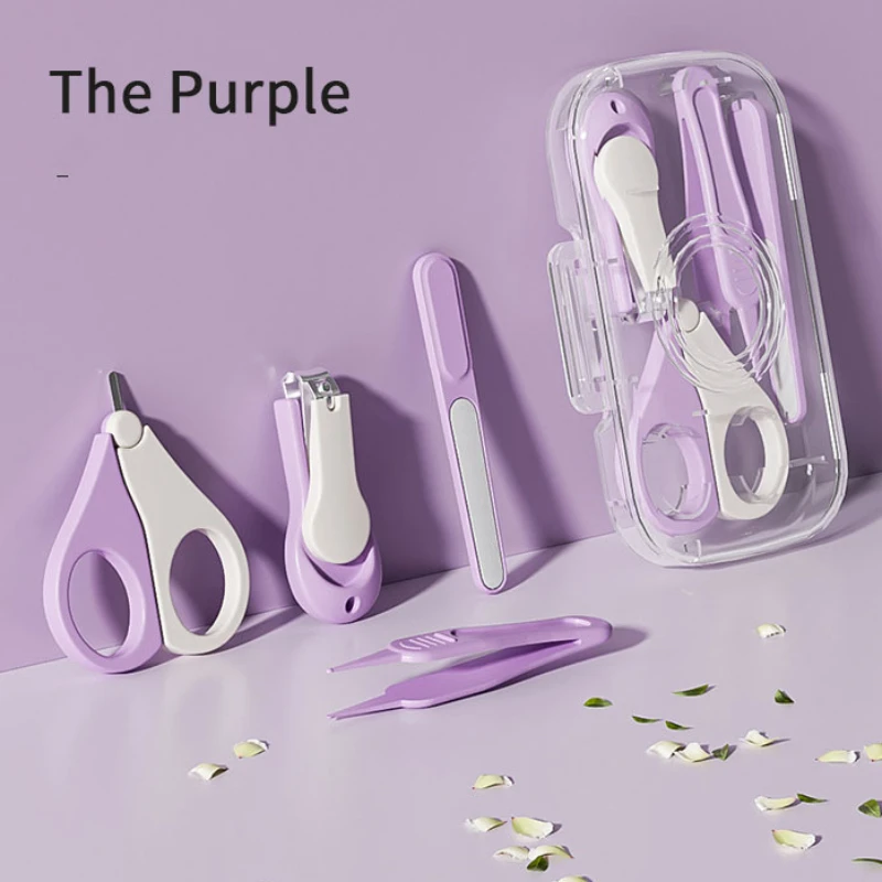 4pcs/set Baby Nail Trimmer Health Care Kits Nail Care Set Infant Finger Trimmer Scissors Clippers Storage Box