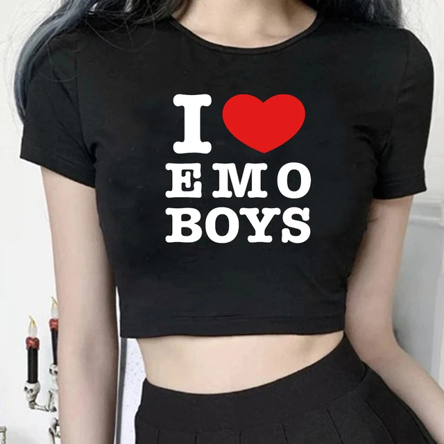 i Love Emo Girls Camiseta Feminina De Rua Tee y2k Roupa De Quadrinhos