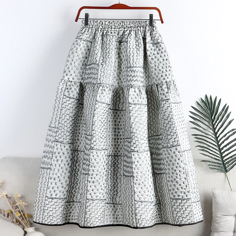 satin skirt Korea Jacquard Patchwork Woman Skirts 2022 Spring New Bottoms Fashion High Waist Causal A-line Skirt Faldas Mujer Moda short skirt