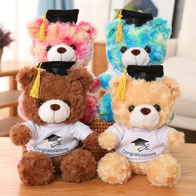 Muñeco de oso de peluche para niños y niñas, juguete pequeño de animales de peluche sentado, regalos de graduación, ropa de Doctor