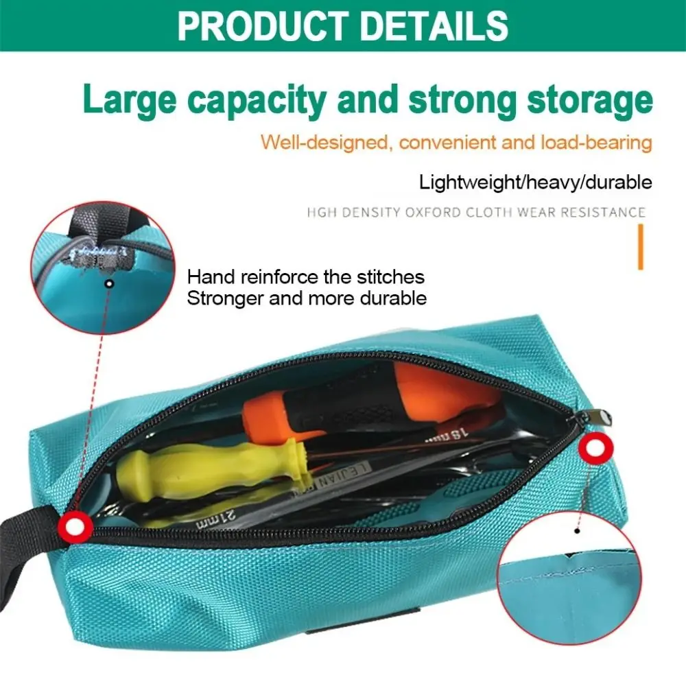 1680D Oxford Canvas Tool Bag Waterproof Storage Hand Tool Bag Screws Nails Drill Bit Metal Parts Organizer Zipper Pouch Bag Case