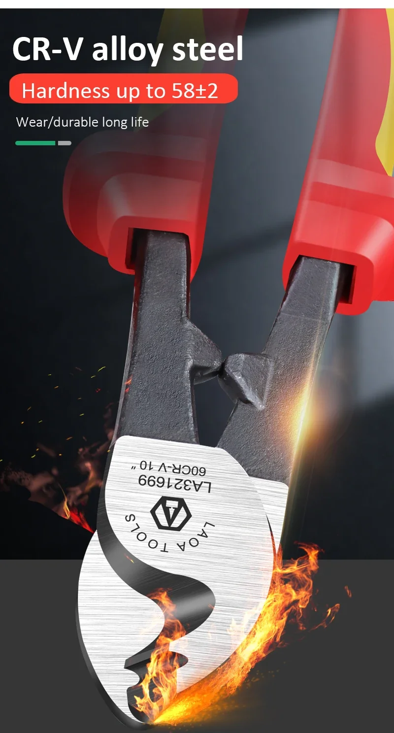 LAOA 1000V Isolierte Kabelschneidemaschine Elektriker Professionelle Zange Schlag-Abisolierzange VDE-Zange Kabelschneider – Detail 9