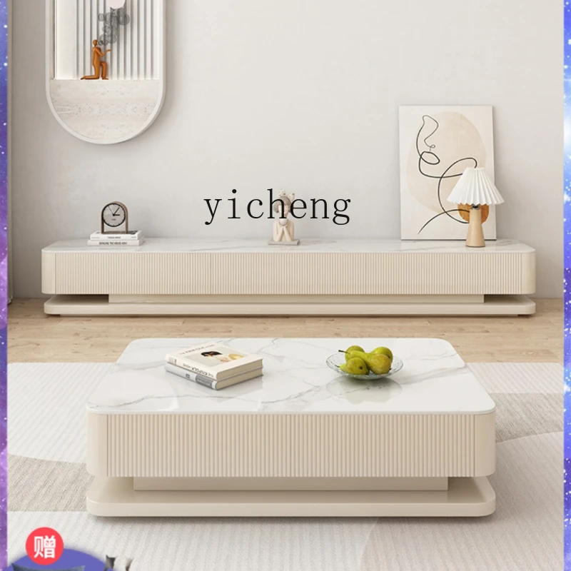 

XL Light Luxury Stone Plate TV Cabinet Floor Cabinet Coffee Table TV Stand Combination High Sense