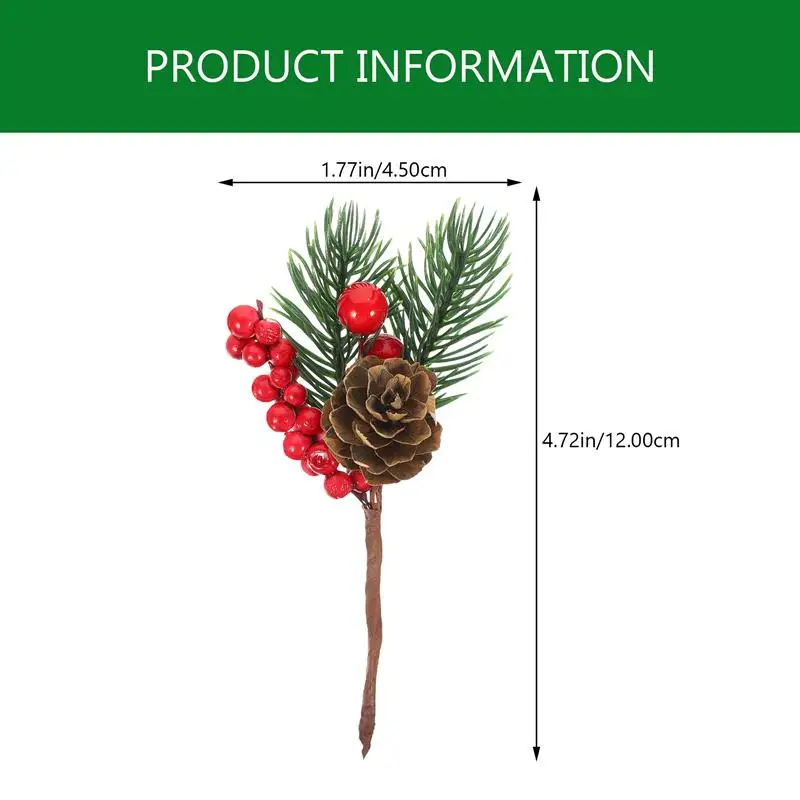 10pcs About 20cm Christmas Berries Red Stems Evergreen Pine Branches, Snow  Flocked Red Holly Berry Pine Cone Floral Sprays Decoration,Winter Holiday  Floral Picks for Decoration DIY Xmas Garland Wreath Ornaments