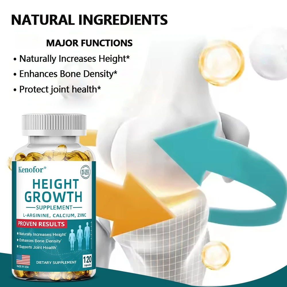 Integratore naturale di calcio e vitamina D per la crescita in altezza, capsule vegetariane, aumenta la densità ossea, capsule per favorire la crescita in altezza (adulti)._voghion.com