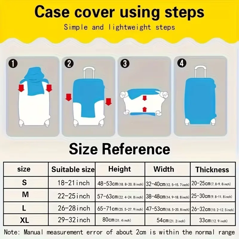 This stretchy luggage cover fits suitcases ranging from 18-32 in and features a white A–Z letter pattern printed on the surface - 6