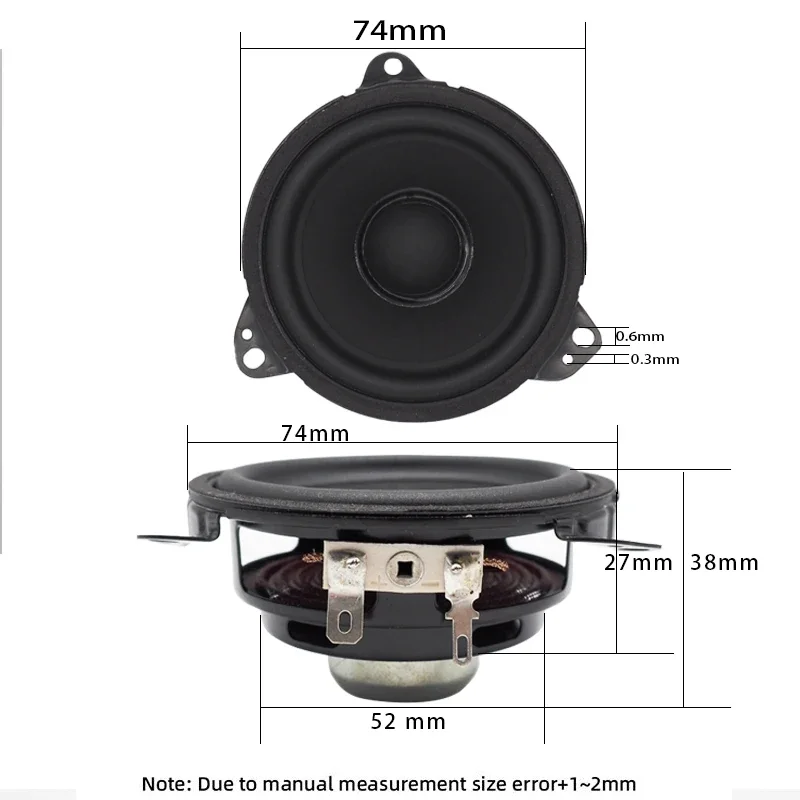 2 Pcs 4 Ohm 15W Audio Speaker Full Renge 70MM Neodymium Magnetic 2.75 Inch Speakers Bass Subwoofer DIY Home Sound Theater Music