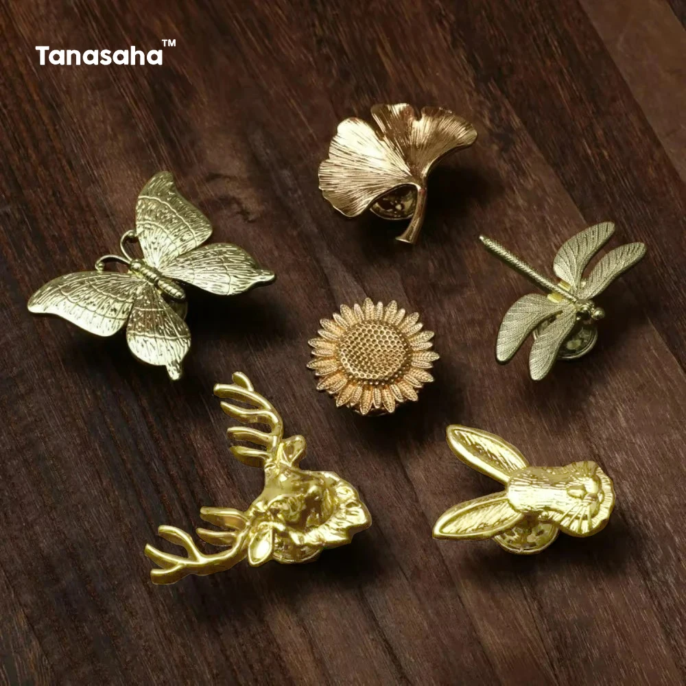 Furniture Handles furniture handles kitchen door handles Cabinet Knob Handle for Furniture and Drawers Cupboard Door Handles Pulls Drawer Knob Gold Dresser Plant Animal Handle
