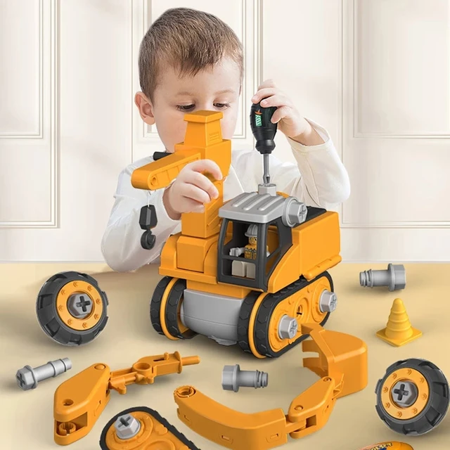 Screw Toy Nut Disassembly Deformed Blocks Engineer Truck Excavator Building Education Construction Set Kids Plastic Boy Toy Gift 1