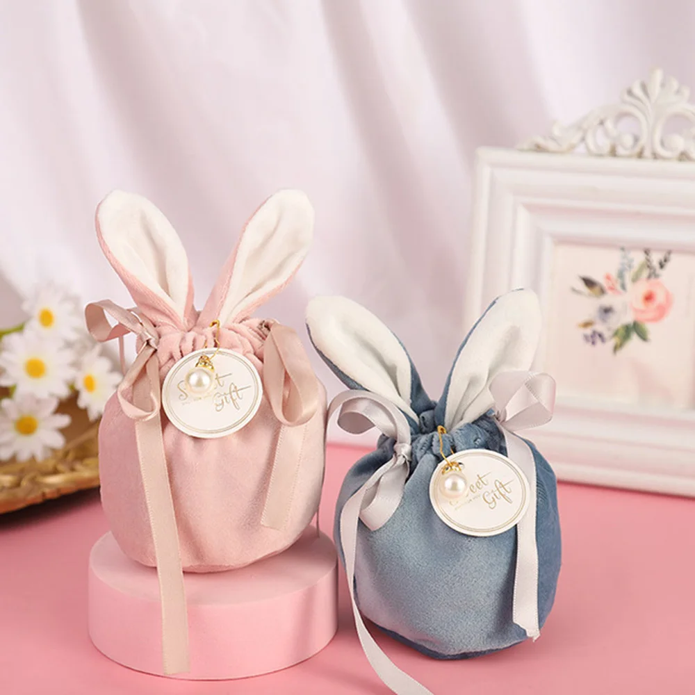 cellophane bag Easter Cute Bunny Gift Packing Bags Velvet Valentine's Day Rabbit Chocolate Candy Bags Wedding Birthday Party Jewelry Organizer cellophane bag