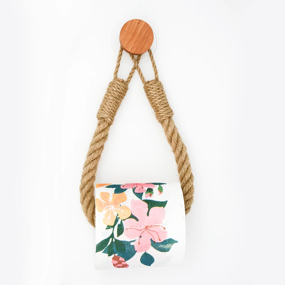 Vintage Towel Hanging Rope Toilet Paper Holder Home Hotel Bathroom Decoration Storage Rack Suction Cup Wall Mounted